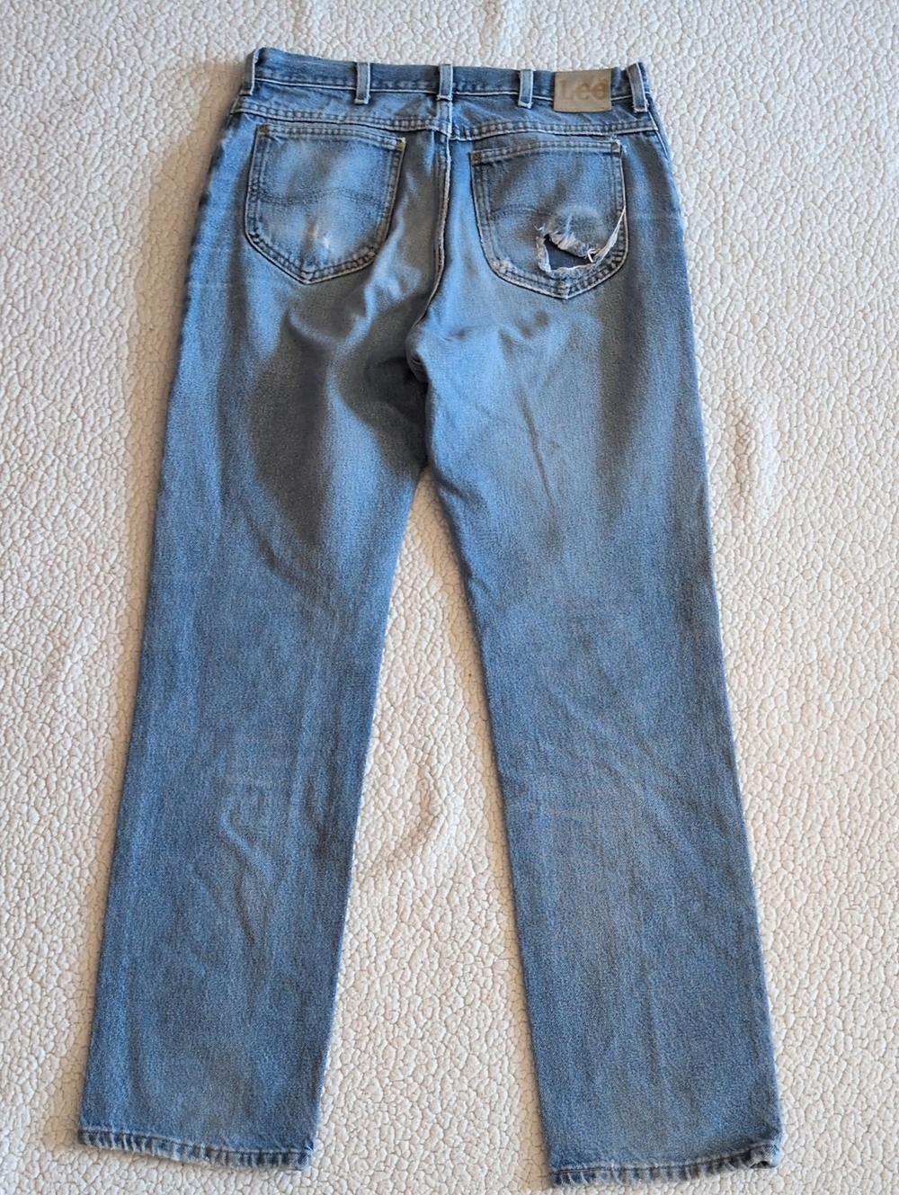 Lee Distressed Destroyed 100% Cotton Mexico Made High Rise Straight Leg Jeans - Picture 8 of 14